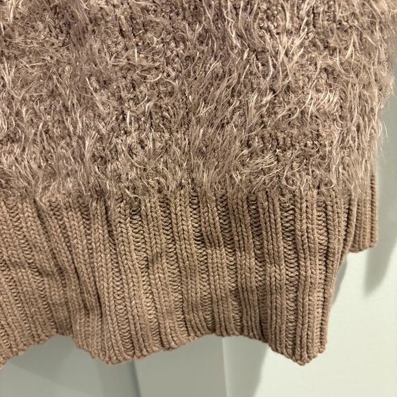 NWT Express Sweater Womens XS Tan Mocha Hooded Open Front Cardigan Cozy Fuzzy - Picture 6 of 13